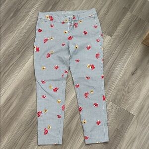 Old Navy Striped Ankle Pants with Floral Print